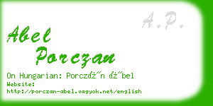 abel porczan business card